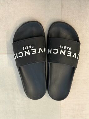Givenchy Black Slides with White Logo
